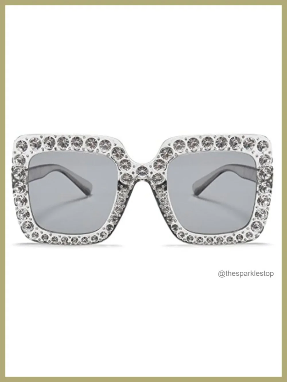 Oversized Rhinestone Square Sunglasses Women Crystal Frame Gradient Lens UV